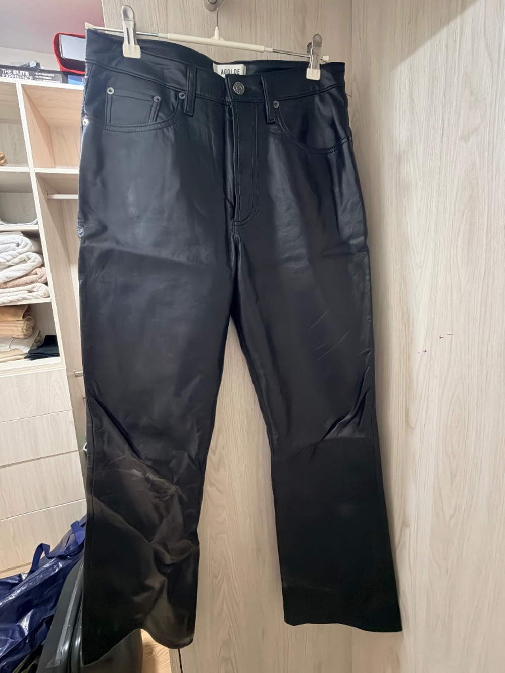 Agolde Black leather pants. Size 28